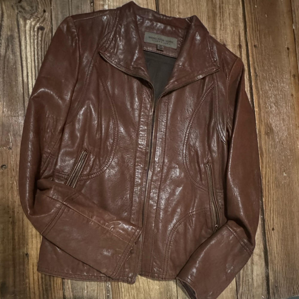 Brown leather jacket